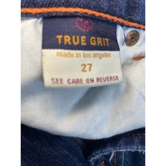WOMEN'S Vintage True Grit Straight Leg Jeans Size 27 Orange/ Yellow Stitching - Picture 10 of 11